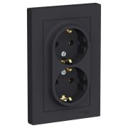 Розетка 2-м СП AtlasDesign 16А IP20 с заземлением в сборе карбон Systeme Electric ATN001024