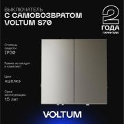 Выключатель с самовозвратом встраиваемый Voltum S70 двухклавишный 10А, (шелк) VLS020604