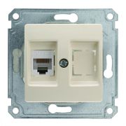 Механизм с панелью двойн. комп. розетки (1шт Cat 5) Makel 30010035